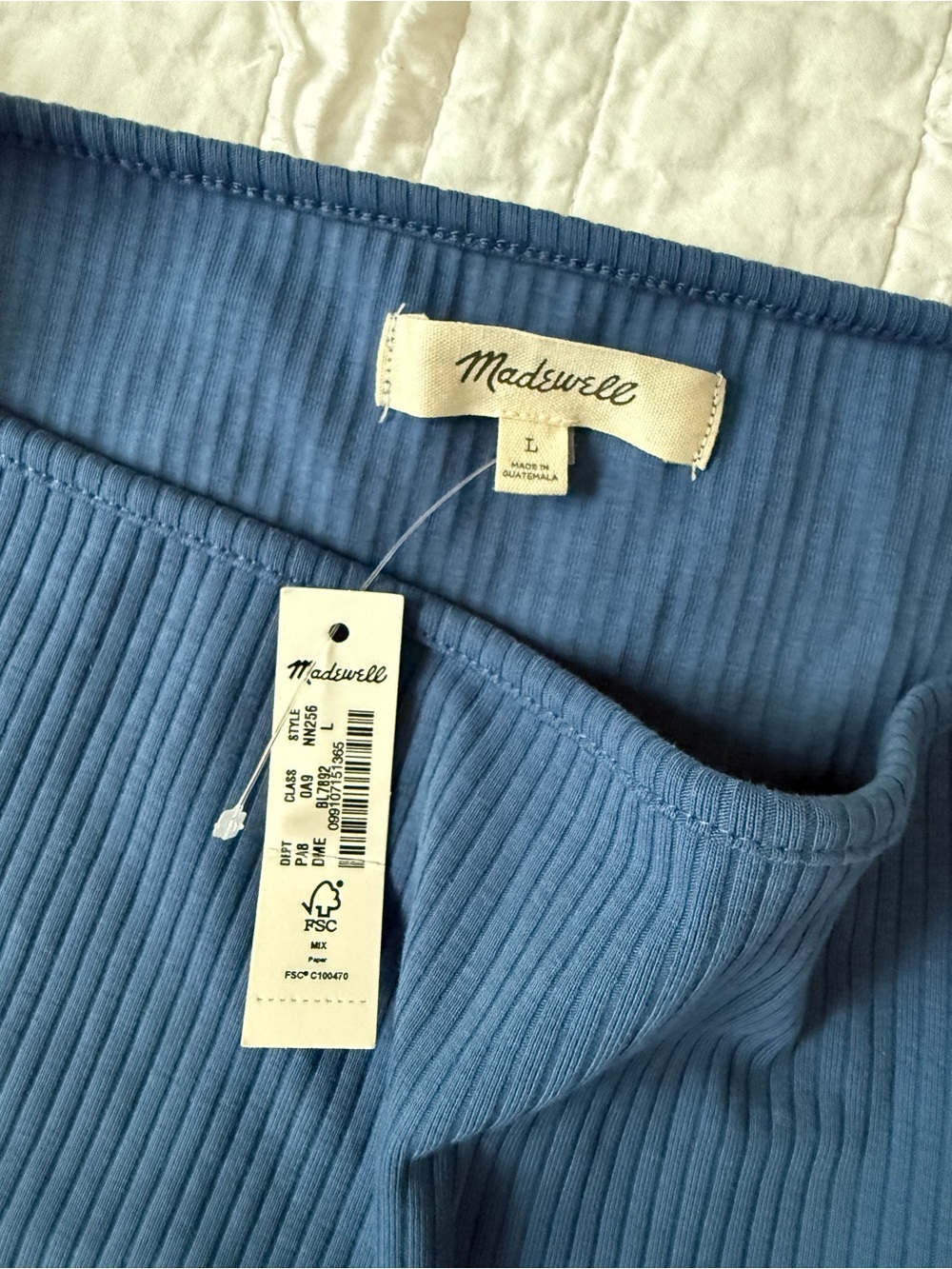 New Madewell Off Shoulder Tee Shirt in Sleekhold Dark Mediterranean Blue L NWT - Picture 3 of 6